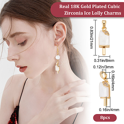 8Pcs Brass Clear Cubic Zirconia Pendants KK-BBC0006-99-1