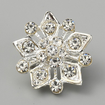 Crystal Rhinestone Flower Lapel Pin JEWB-WH0010-36A-1