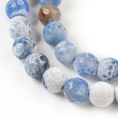 Faceted Natural Fire Crackle Agate Beads Strands G-F447-8mm-B09-1