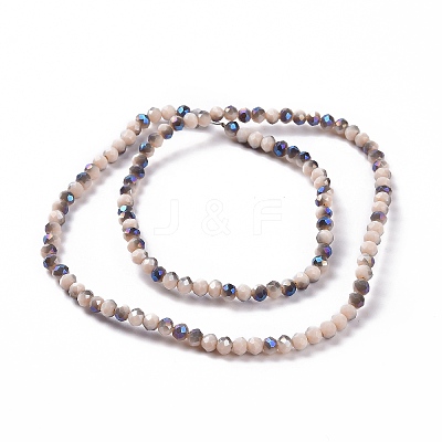 Electroplate Opaque Solid Color Glass Beads Strands EGLA-A034-P4mm-I04-1