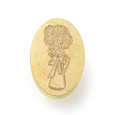 Golden Tone Wax Seal Brass Stamp Head LS-AJEW-G056-03C-1