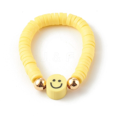 Handmade Polymer Clay Beaded Stretch Rings RJEW-JR00355-1