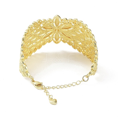 Rack Plating Brass Vintage Court Hollowed-out Flower Design Cuff Bangles for Women BJEW-D032-07G-1