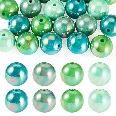 20Pcs 4 Colors UV Plating Opaque Acrylic Beads MACR-TADJ0001-03A-1