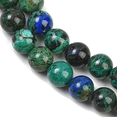 Natural Azurite Beads Strands G-P503-6MM-09-1