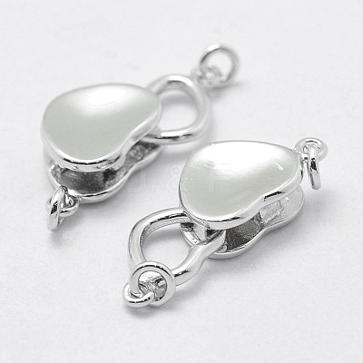 Anti-Tarnish Rhodium Plated 925 Sterling Silver Box Clasps STER-F037-073P-1