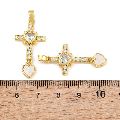 Brass Micro Pave Clear Cubic Zirconia Pendants CU-CBAA571-14G-1