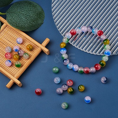 6 Style Spray Painted Glass Beads Strands GGLA-YW0001-08-1