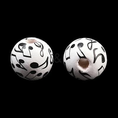 Printed Wood European Beads WOOD-G029-02-1