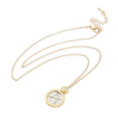 Brass Twelve Constellations Tarot Pendant Necklaces NJEW-Q006-01K-G-1