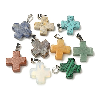 Natural & Synthetic Mixed Gemstone Pendants G-Z067-06P-01-1