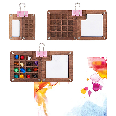 2Pcs 2 Styles Wood Magnetic Flip Top Paintbox AJEW-DC0001-26-1