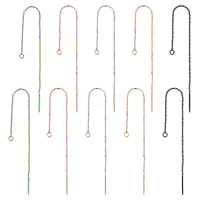 10 Pairs 5 Colors 304 Stainless Steel Stud Earring Finding STAS-UN0044-95-1