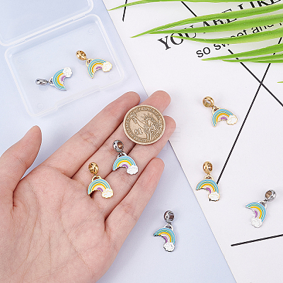 8Pcs 2 Colors 304 Stainless Steel European Dangle Charms STAS-DC0010-74-1