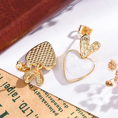 Rack Plating Heart Brass Stud Earrings for Women EJEW-C125-26G-1