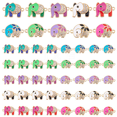 50Pcs 10 Colors Alloy Crystal Rhinestone Connector Charms PALLOY-PH00022-25-1