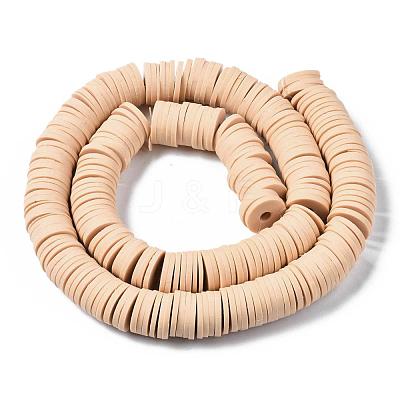 Flat Round Handmade Polymer Clay Beads CLAY-R067-12mm-53-1