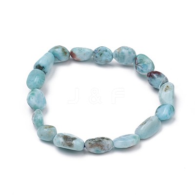Natural Larimar Stretch Beaded Bracelets BJEW-K213-C21-1