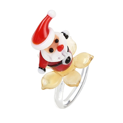 Rotatable Handmade Lampwork Rings RJEW-P158-02A-1
