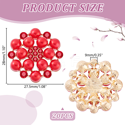 20pcs Alloy Rhinestone Cabochons ALRI-GA0001-08B-1