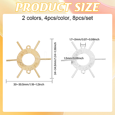 8Pcs 2 Colors Brass Cabochon Connector Settings for Pearl KK-CA0002-75-1