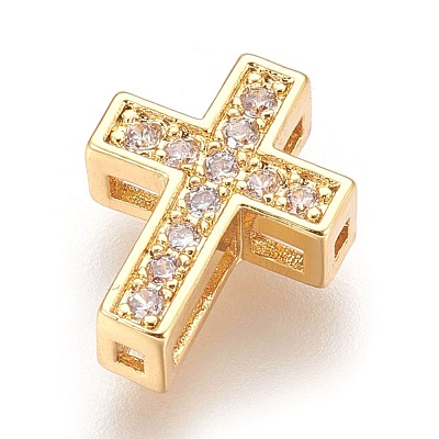 Brass Micro Pave Cubic Zirconia Beads ZIRC-F088-027G-1