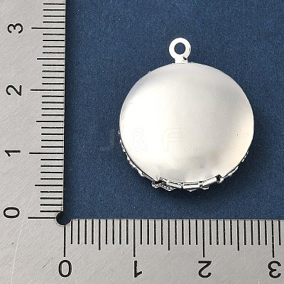 Flat Round Brass Hollow Locket Pendants KK-K414-11B-S-1