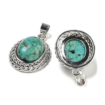 Natural African Turquoise(Jasper) Oval Pendants G-B079-02P-01-1