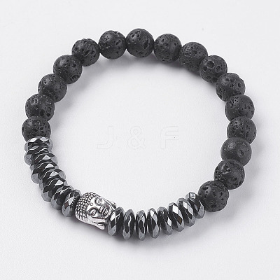 Synthetic Hematite Stretch Bracelets BJEW-I241-25A-1
