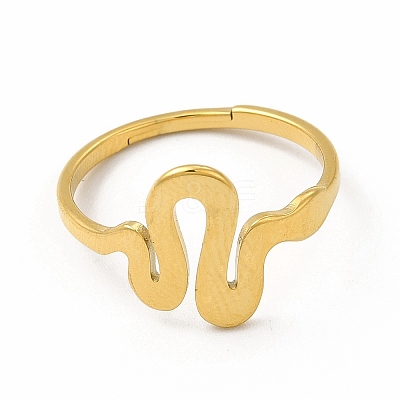 Ion Plating(IP) 304 Stainless Steel Snake Adjustable Ring for Women RJEW-B027-25G-1