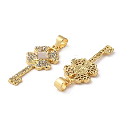 Brass Micro Pave Cubic Zirconia Pendants KK-D057-15G-1