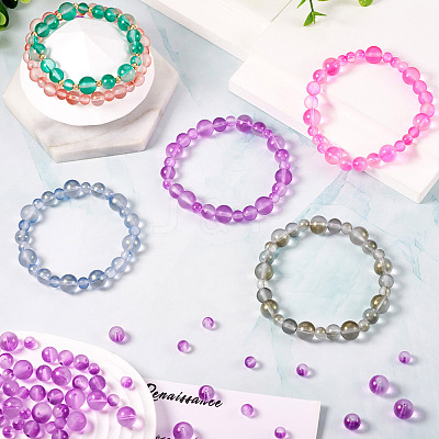 300Pcs Frosted Transparent Glass Beads GLAA-TA0002-78A-1