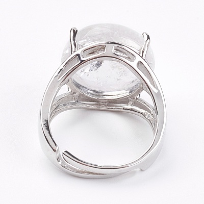Adjustable Natural Quartz Crystal Finger Rings RJEW-F075-01G-1