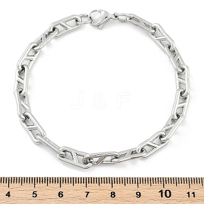 304 Stainless Steel Oval Link Chain Bracelets for Women Men BJEW-F488-49A-P-1