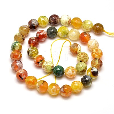 Dyed Natural Agate Faceted Round Beads Strands G-E268-09-1