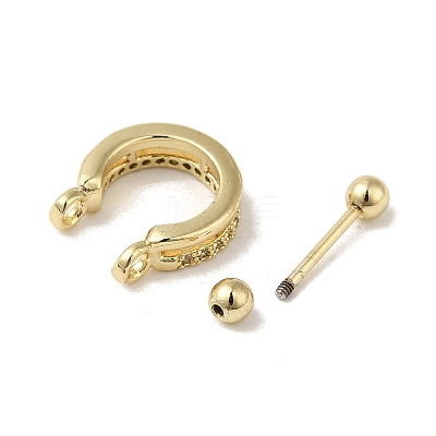 Rack Plating Brass Pave Clear Cubic Zirconia Nose Studs for Women Men EJEW-C097-23F-G-1