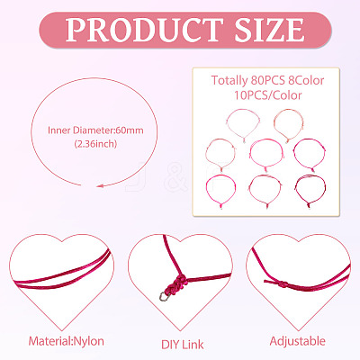 80Pcs 8 Colors Adjustable Nylon Cord Bracelet Making BJEW-TA00668-1