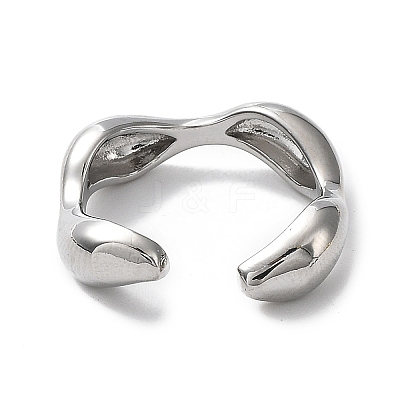 Rack Plating Brass Twist Wave Open Cuff Rings for Women RJEW-Q777-08P-1