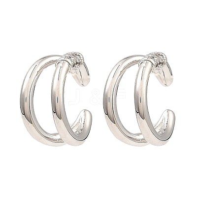 Rack Plating Brass Double Line Cuff Earrings EJEW-D069-09P-1