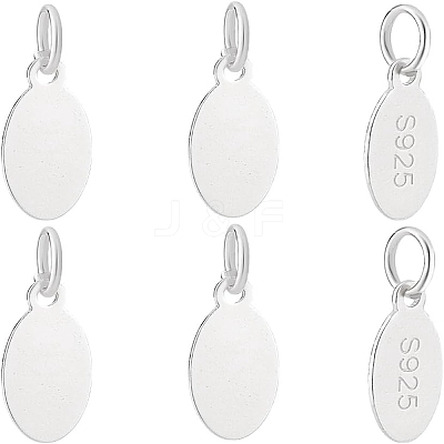 6Pcs 925 Sterling Silver Oval Charms STER-PH0002-48-1