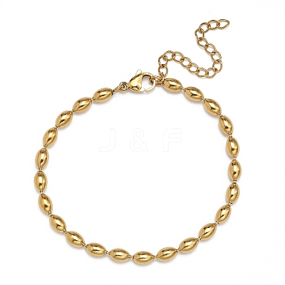 Ion Plating(IP) 304 Stainless Steel Oval Ball Chain Bracelets for Women X-BJEW-C046-01G-1