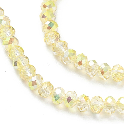 Electroplate Transparent Glass Beads Strands EGLA-K015-07E-1