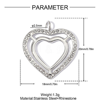 304 Stainless Steel with Crystal Rhinestone Pendants RB-OY001-13P-02-1