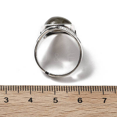 Natural Labradorite Adjustable Rings G-P560-03AS-05-1
