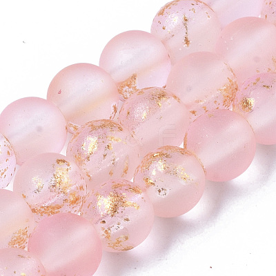 Frosted Spray Painted Glass Beads Strands X-GLAA-N035-03B-C06-1