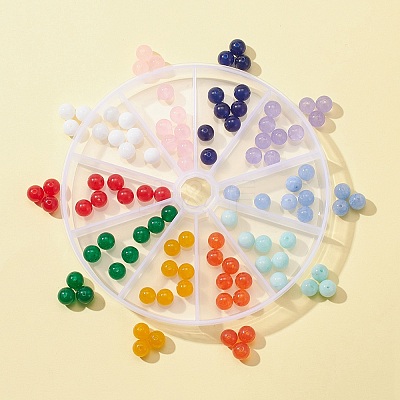 100Pcs 10 Colors Natural Dyed Malaysia Jade Beads G-FS0002-49-1