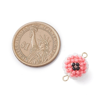 Halloween Glass Peal & Glass Seed Beaded Round Eye Links Connector Charms PALLOY-MZ00948-05-1