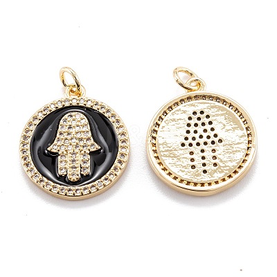 Real 18K Gold Plated Brass Micro Pave Clear Cubic Zirconia Pendants ZIRC-M114-50G-07-1