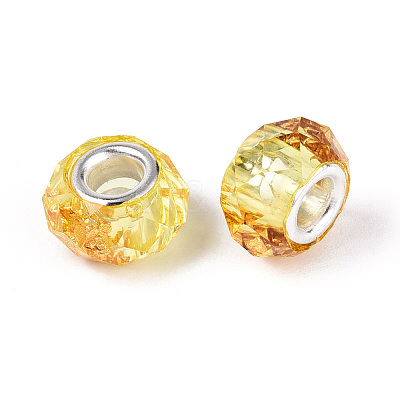 Transparent Resin Rondelle European Beads RESI-N044-01B-1