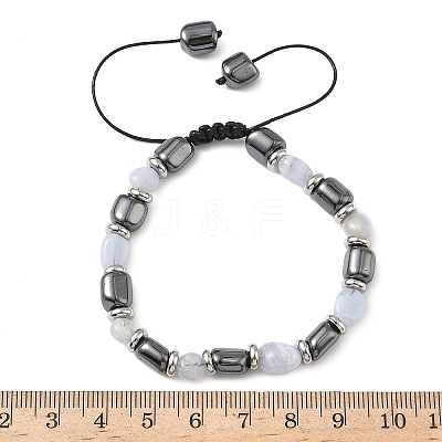 Natural  Chalcedony
 & Non-magnetic Synthetic Hematite Beaded Braided Bead Bracelets for Men Women BJEW-Z148-08P-03-1